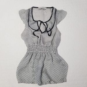 ZARA Black and White Polka Dot Top Size XS